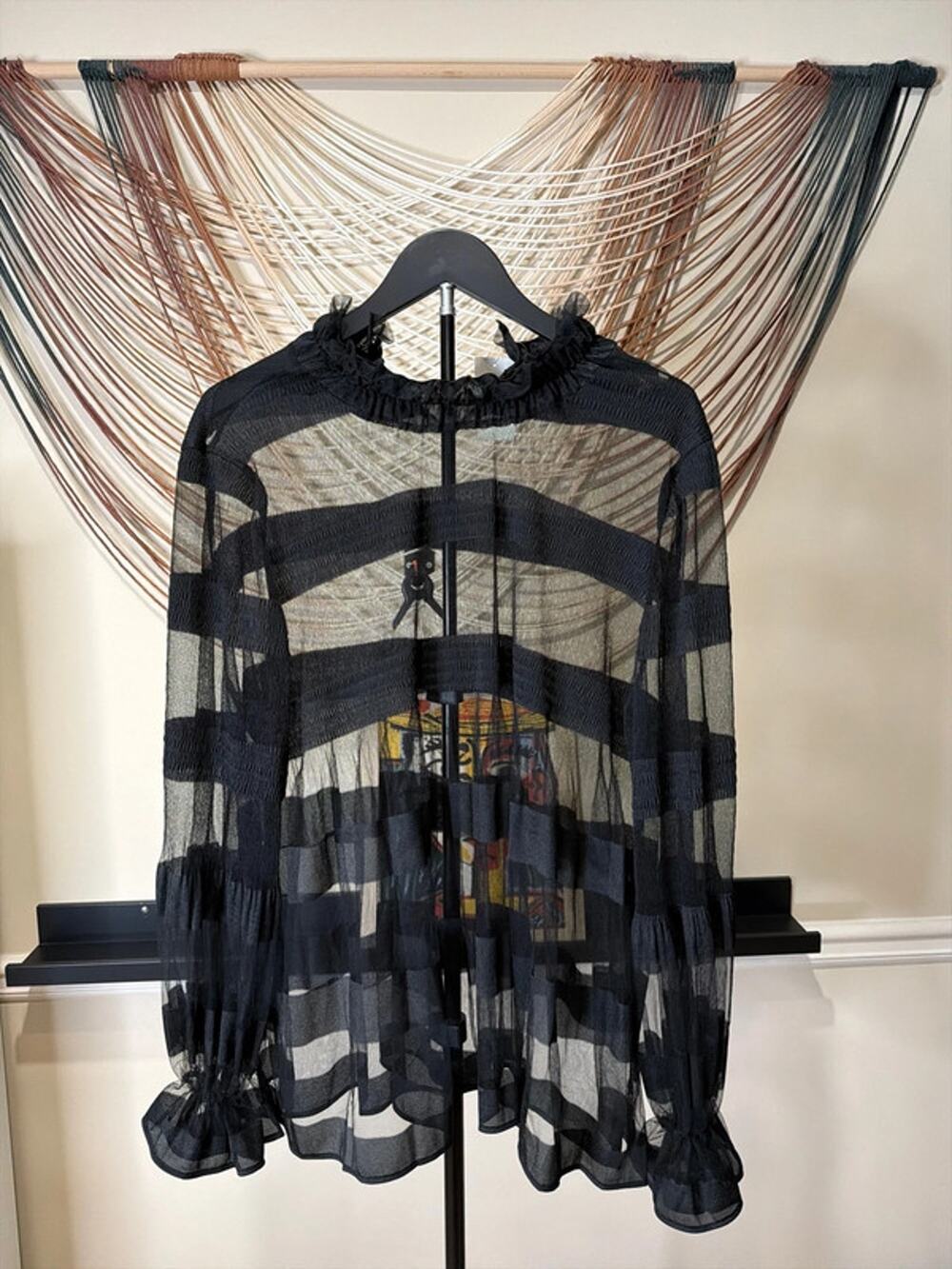 CQ by CQ sheer and ruffle blouse NWT black M 3169